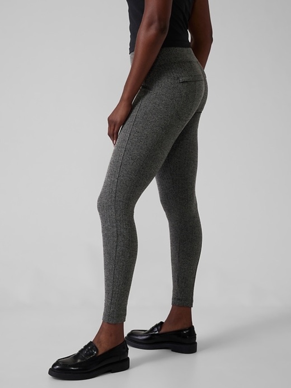 Athleta Delancey Herringbone High Rise Tight Leggings Small Gray Black